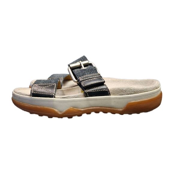 Dr Martens Sandals Mens 10 Denim Double Strap Thick Chunky Slides Beach Vacation - Picture 4 of 9